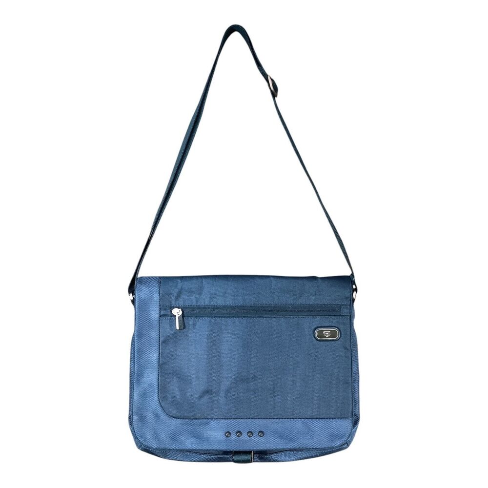 Tumi T Tech Ballistic Nylon Messenger Crossbody Laptop Bag Blue